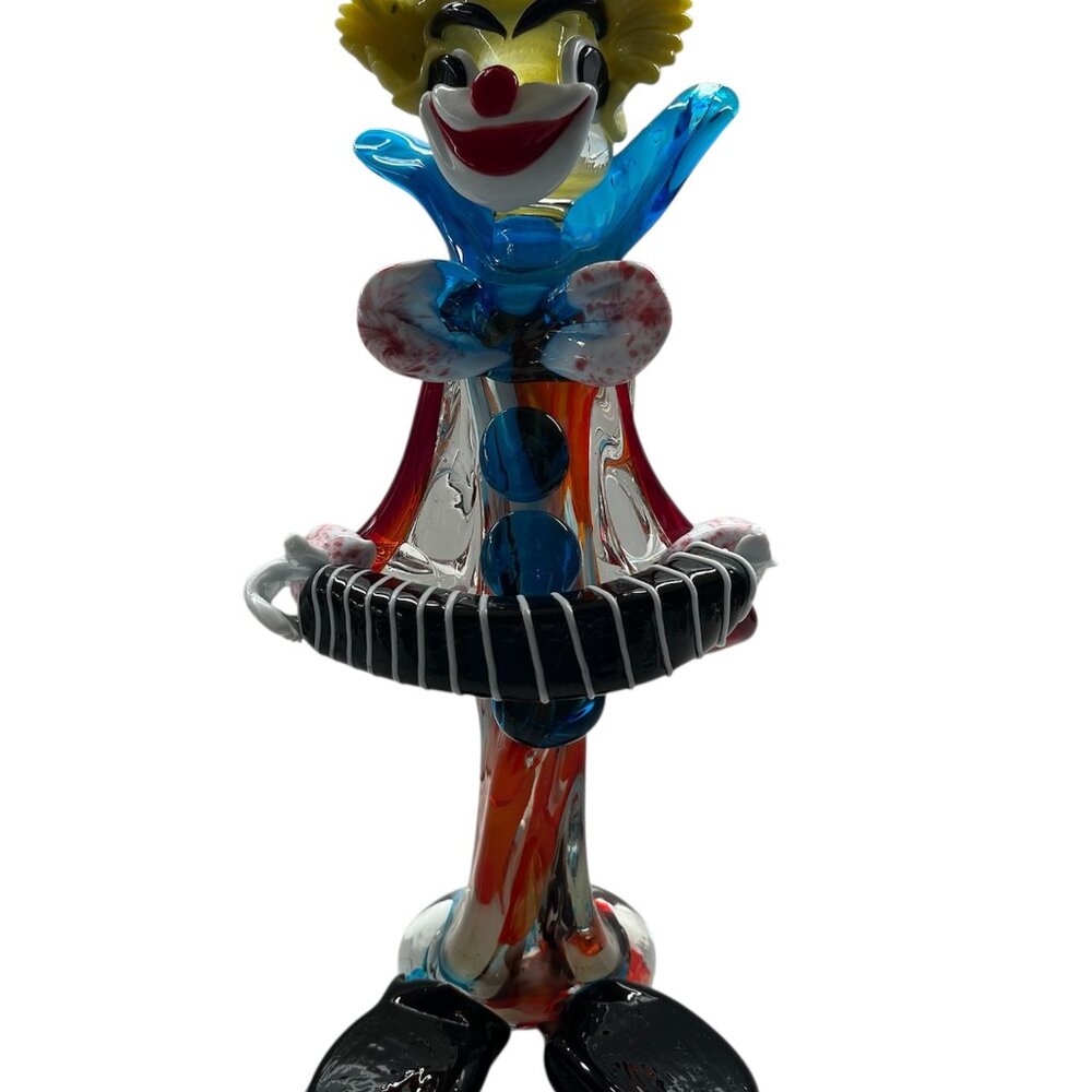 Vintage Hand-Blown Murano Glass Clown Figurine, 14"h (SEE DESC)